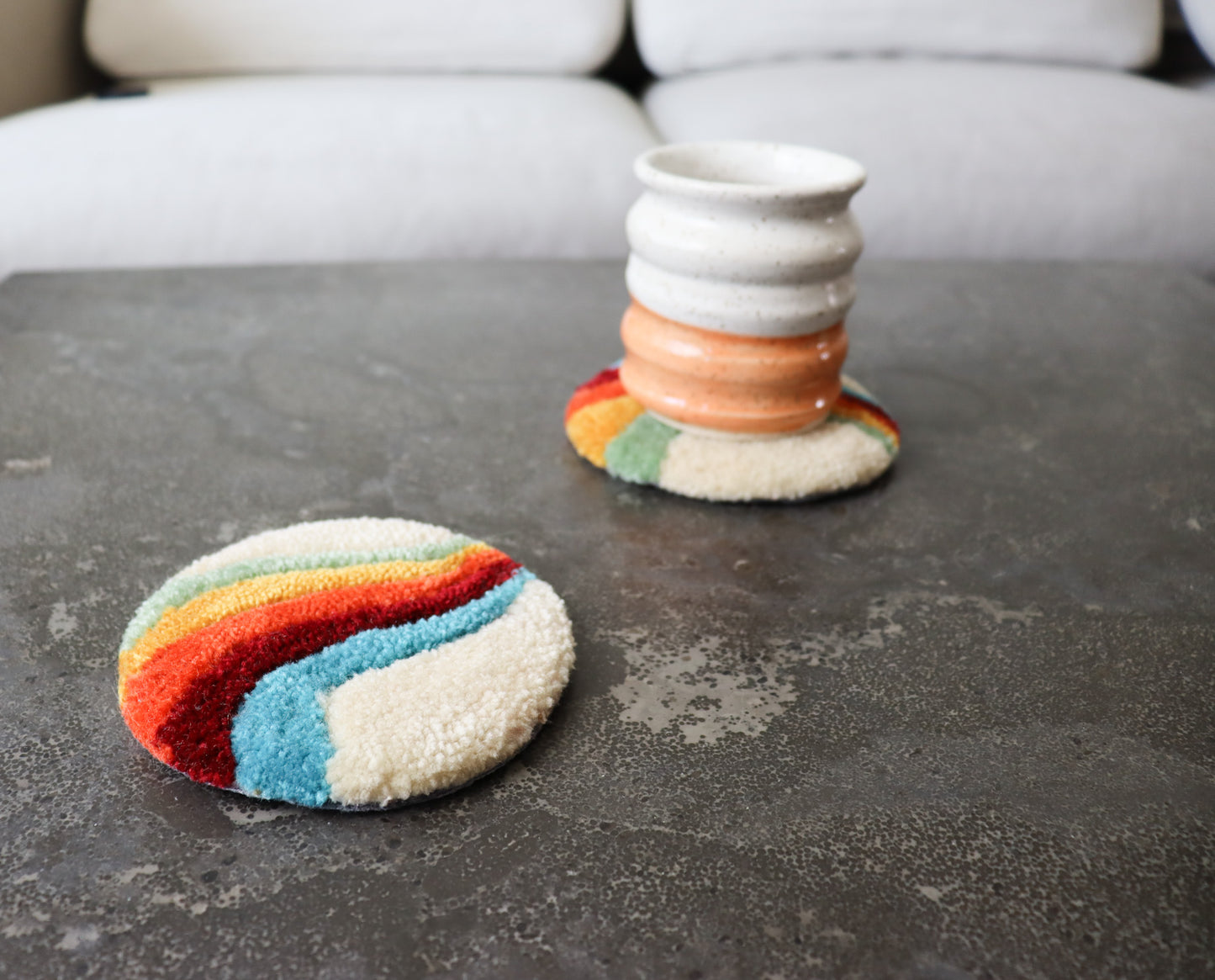 Rainbow Wave Mug Rugs - set of 2